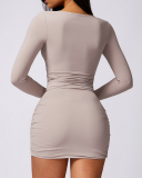 Sexy Ruched Women Slim Mini Skirt Black Gray Blue Rosy S-XL