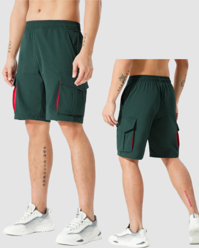 OEM Colorblock Summer Loose Quick Drying Fitness Men's Shorts Green Black M-3XL