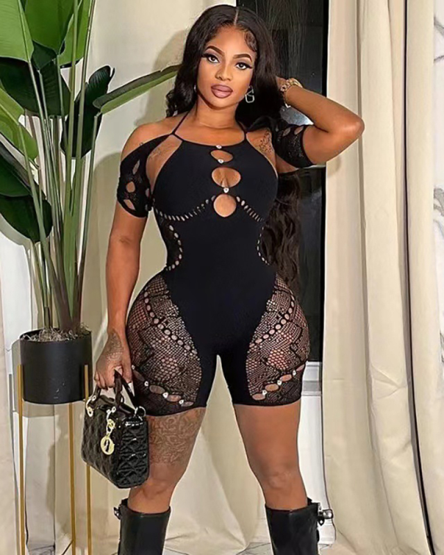 Lace See Through Fishnet Sexy Jumpsuit One Size