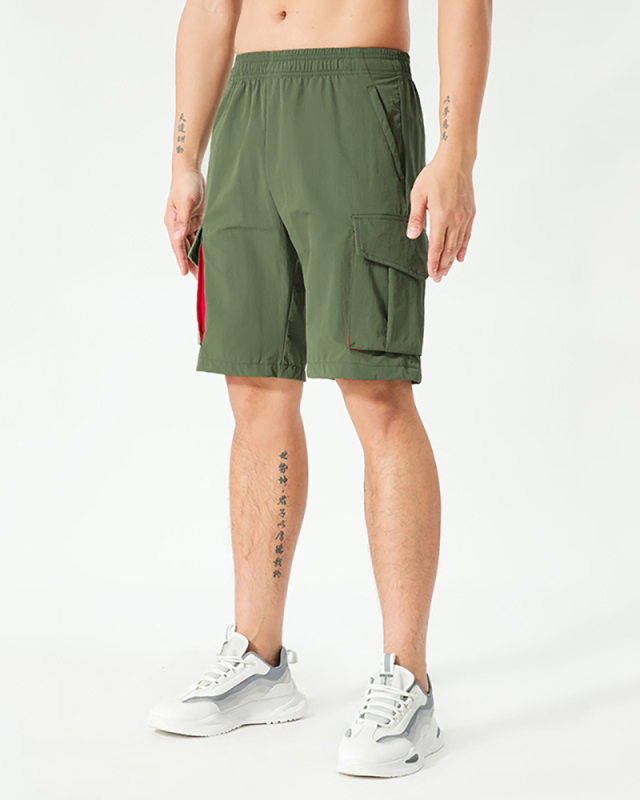 OEM Colorblock Summer Loose Quick Drying Fitness Men's Shorts Green Black M-3XL