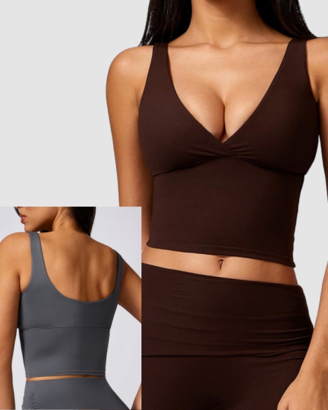 Factory Price Customized Women V Neck Fitness Vest S-XL