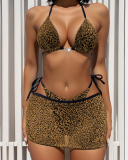 Leopard Printed Women 3pcs Set Bikini S-L