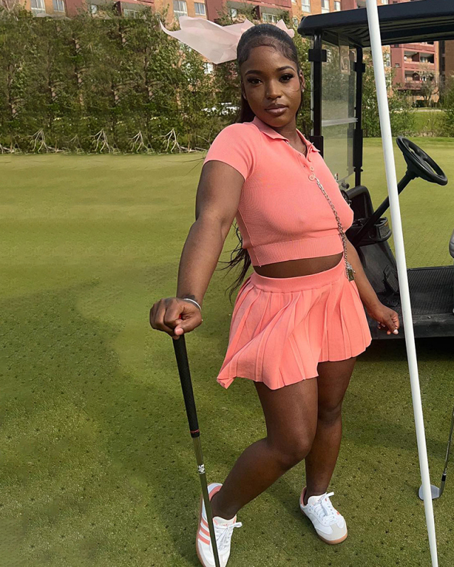 Woolen Golf Sports Leisure Two Piece Skirt Set S-XL