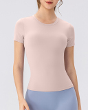 Women Summer Solid Color Short Sleeve Fitness T-shirt S-XL