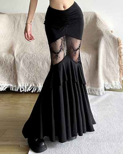 Summer New Women's Fashion Spicy GirlJacquard Fish Tail Skirt S-L