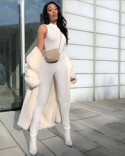 Spring New Women's Sleeveless Slim Fit High Waisted Sports Jumpsuit S-L