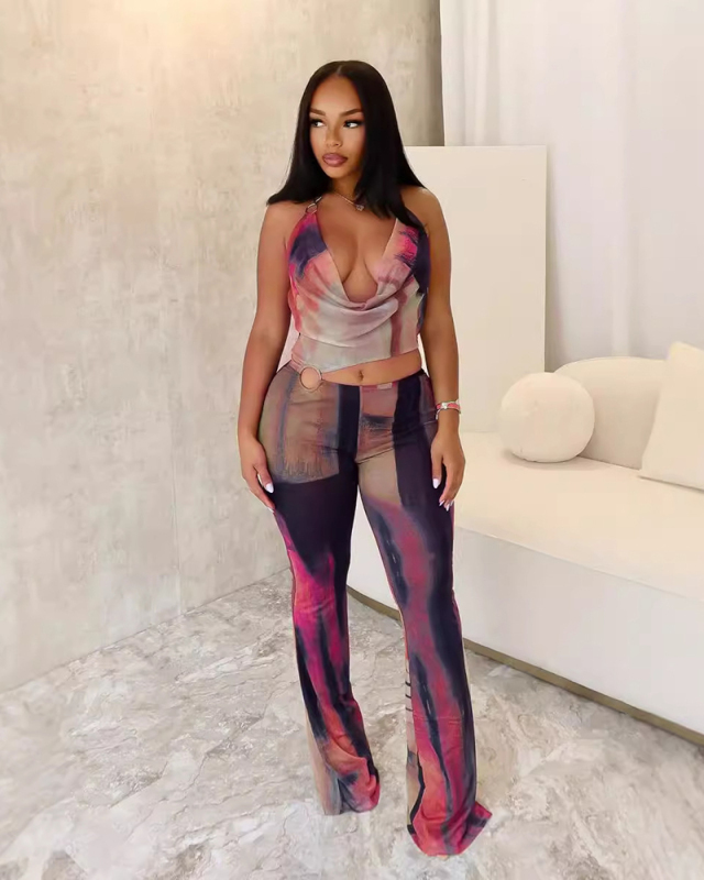 Printed Women Wholesale Fashion Sleeveless Jumpsuit S-2XL