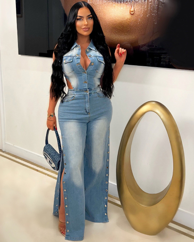 Loose Style Women High Fashion Sleeveless Jumpsuit S-2XL