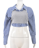 Women Wholesale Stripe Printed 2 Piece Set Shirts S-L
