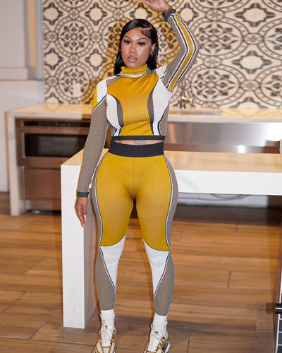 Colorblock Women Wholesale Two Piece Pant Set S-L