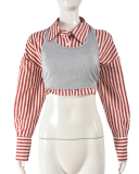 Women Wholesale Stripe Printed 2 Piece Set Shirts S-L