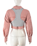 Women Wholesale Stripe Printed 2 Piece Set Shirts S-L