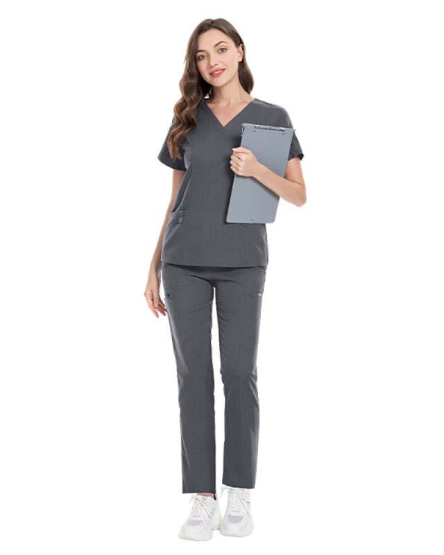 Elastic Surgical Suit V-Neck Short Sleeved Hospital Nurse Suit Set Scrub Set XS-2XL