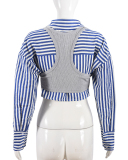 Women Wholesale Stripe Printed 2 Piece Set Shirts S-L