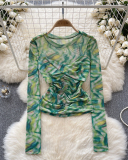 Long Sleeve Mesh Y2K Style Women T Shirt