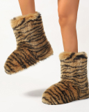 Leopard Fur Y2K Style Winter Fur Boots 36-44
