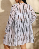 Three-Piece Swimsuit For Women With Striped Prints Gathered Bikini Set