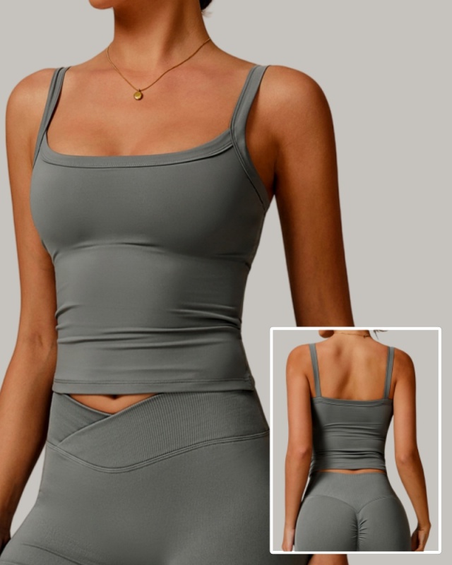 Women Running Brand Logo Customized Sling Solid Color Sports Vest S-XL