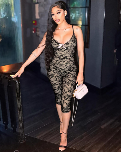 Black Sleeveless Lace Women Wholesale Jumpsuit S-L