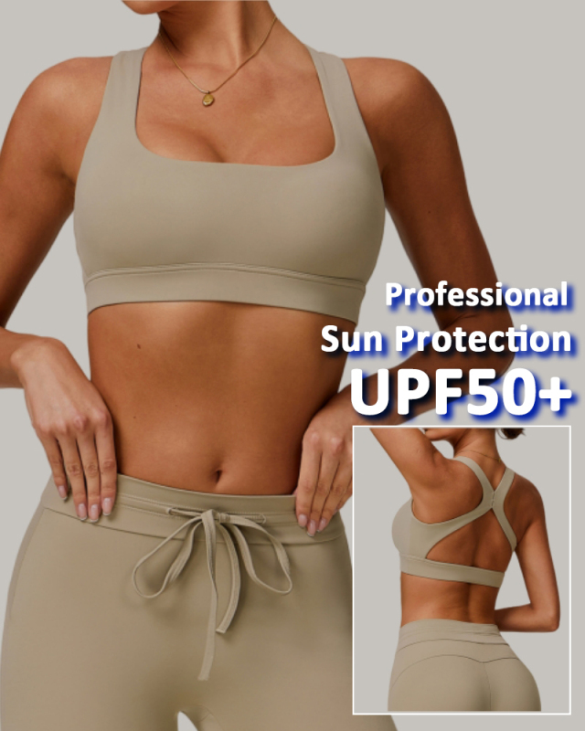 Women Criss Cross OEM Sun Protection Outdoor Fitness Sports Bra S-XL