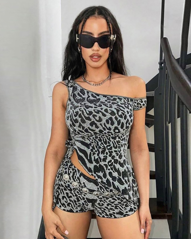 Wholesale Leopard Two Piece Summer Set S-L