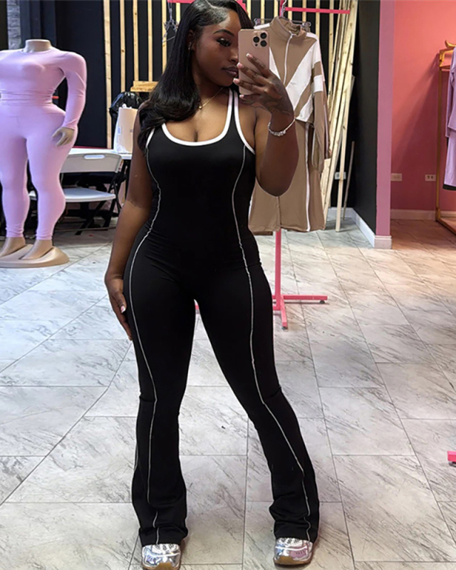 Open Back Sleeveless Sporty Jumpsuit S-L