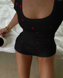 Love Heart Women Cute Girl Two Piece Short Set S-L