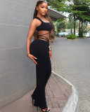 Unique Design Women Black Two Piece Pant Set S-L