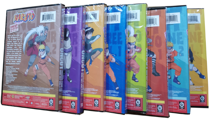  Naruto Uncut: Complete Seasons 1-4 (8 Box-Set Pack: 220 Episodes  on 48 Discs) : Movies & TV