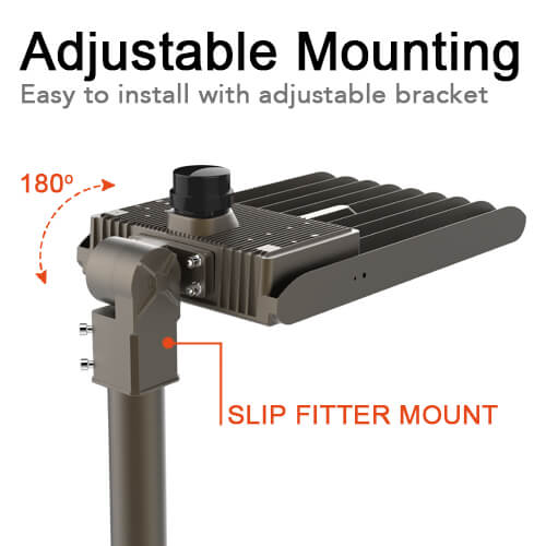 Led Parking Lot Lighting 200 Watt Adiding Street Area Shoebox Pole Light with Photocell Sensor 3-Type Mountings Lumileds LED 26000Lm Daylight 5700K Bright White Light Shorting Circuit Cap IP66 UL DLC