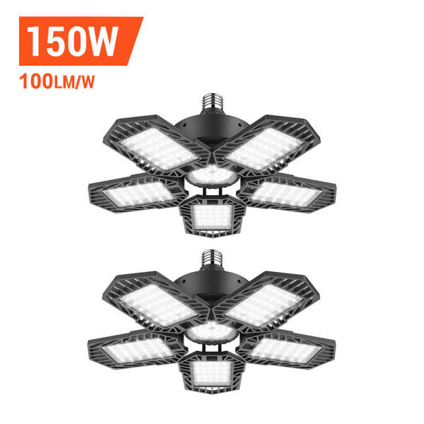 2-Pack Abodong LED Garage Lights,150 Watt,15000 Lumen 6500K Daylight Deformable LED Garage Ceiling Lights - GARAGE Series