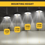 UFO LED High Bay Light, 150Watt, Carabiner Hanging Hook, 22,500 Lumens,5000 Kelvin - RADAR Series