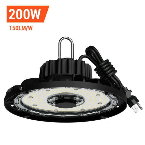 UFO LED High Bay Lights, 200Watt, Carabiner Hanging Hook, 30000 Lumens,5000 Kelvin - RADAR Series