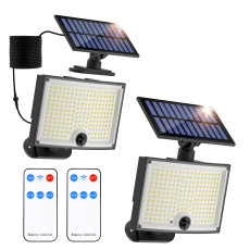 Adiding Solar Outdoor Lights, 3500LM 202 LED Flood Lights Outdoor, 3 Modes Motion Sensor Outdoor Lights with Remote, Wide Lighting Angle IP65 Waterproof Solar Security Lights with 16.4ft Cable(2 Pack)