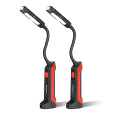 2-Pack Adiding 2600mAh Rechargeable LED Work Light Red, 3 Modes 1000LM Portable Handheld Work Light Magnetic Flashlight with Hook,180° Rotate Head 360° Flexible Hose Mechanic Light for Workshop, Car Repair, Emergency, etc.