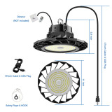 ABODONG LED High Bay Light 200W 26,000LM UFO High Bay LED Shop Lights 1-10V Dimmable 5000K 6.5'Cable with US Plug DLC Complied [800W MH/HPS Equiv.]