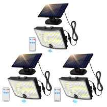 3-Pack Adiding Motion Sensor Solar Lamp, 3500LM 202, Wide Lighting Angle, 3 Modes with Remote, IP65 Waterproof, with 16.4ft Cable Solar Powered Motion Sensor Outdoor Light