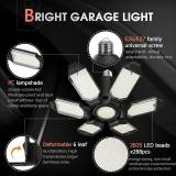 Adiding LED Garage Ceiling Light, 6 Deformable Panels with Adjustable Spotlight, E26/E27 Screw-in Bulb Base LED Shop Light