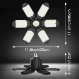 2-Pack Adiding LED Garage Ceiling Light, 6 Deformable Panels with Adjustable Spotlight, E26/E27 Screw-in Bulb Base LED Shop Light