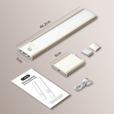 Adiding Motion Sensor Under Cabinet Light, 17.7inch Magnetic Wood Pattern Closet Light with 2500mAh Detachable Rechargeable Battery with Hidden Hook for Indoor, Kitchen, Bedside, Stairs, Hallways