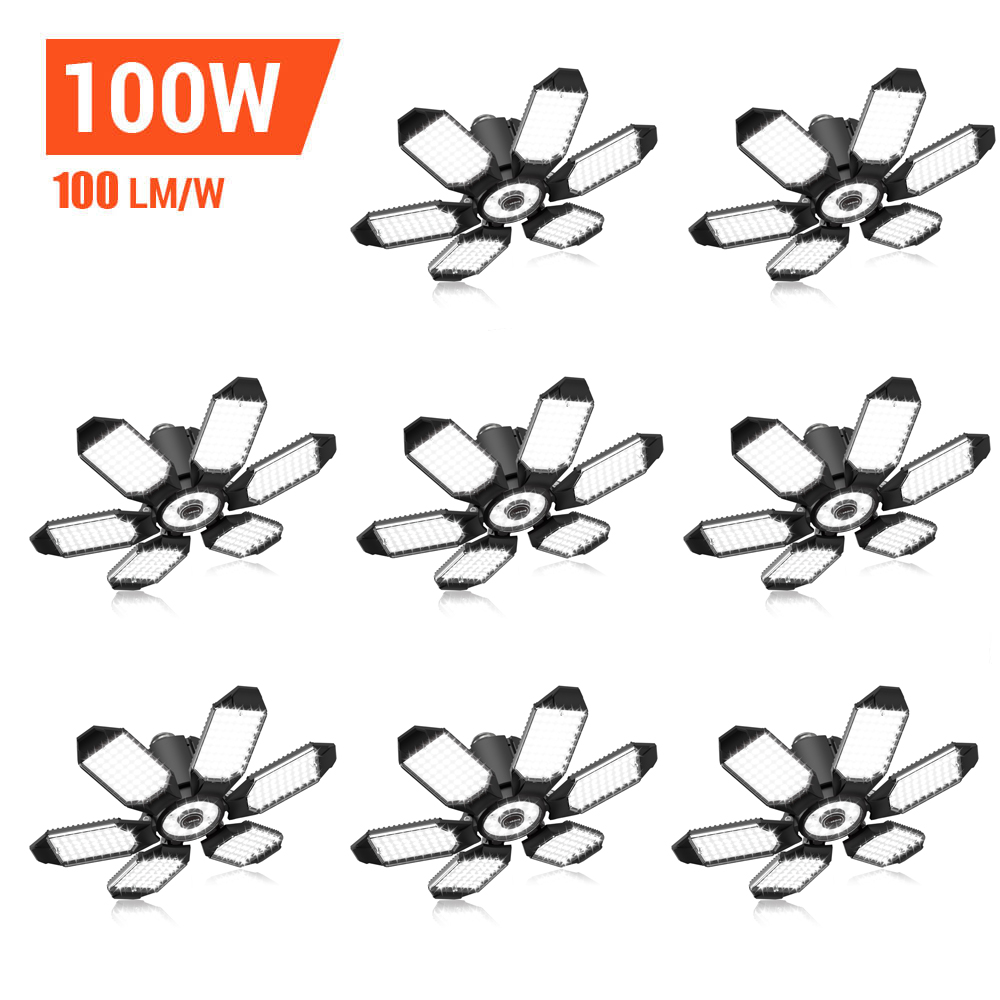 8-Pack Adiding LED Garage Lights,100 Watt,10000 Lumen 6500K