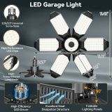 8-Pack Adiding Rotatable LED Garage Light, 100 Watts,10000 Lumens, 6500K Daylight, Deformable 6+1 Panels, LED Shop Lights