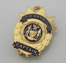 NY New York Police Captain Badge Solid Copper Replica Cosplay Movie Props