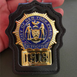 NYPD New York Police Detective Badge Solid Copper Replica Movie Props 1918