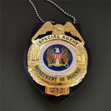 U.S.Department of Defense Special Agent Badge Solid Copper Replica Movie Props With Number 212