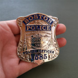 Boston Police Officer Badge Solid Copper Replica Movie Props With Number 1585