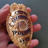 US Sandiego Chief Police Badge Solid Copper Replica Movie Props With Four Star