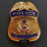 US Amtrak Railroad Detective Police Badge Solid Copper Replica Movie Props