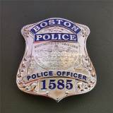 Boston Police Officer Badge Solid Copper Replica Movie Props With Number 1585