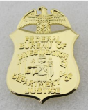 FBI Department of Justice Mini Badge Solid Copper Replica Movie Props 2.2 x1.5 + embedded clip
